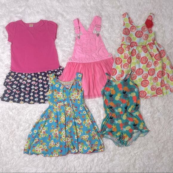 Little Girls 5 Piece Bundle of 4 Dresses and 1 Romper size S 5-6 Penelope Mack - Picture 1 of 14